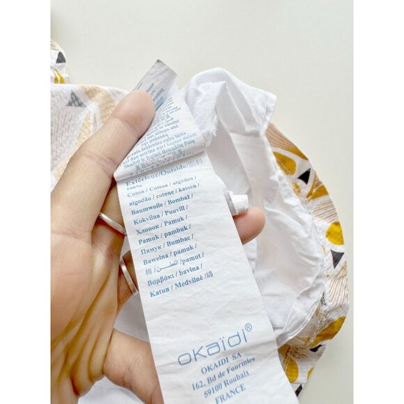 Girl's OKAIDI Yellow Grey Abstract Heart Print Cotton Fit & Flare Dress, Size 4 - Picture 10 of 13